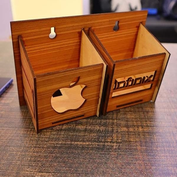 Wooden Wall Phone Charging Station & Cable Organizer - Image 6