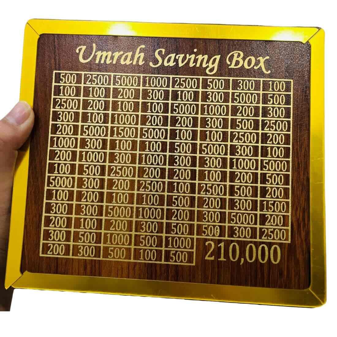 Umrah Savings Box 210,000 PKR – Premium Wooden Saving Challenge