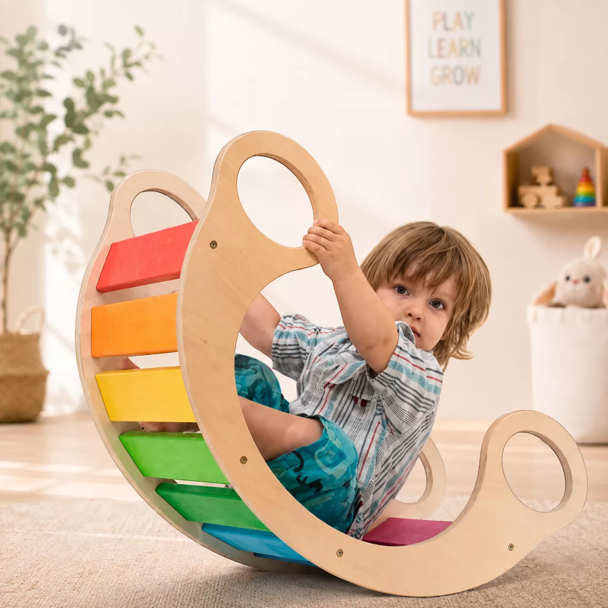 The Rainbow Wooden Rocker – Kids Rocking & Climbing Toy