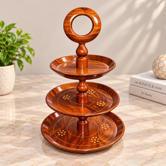 Royal Triple-Tier Wooden Serving Tray