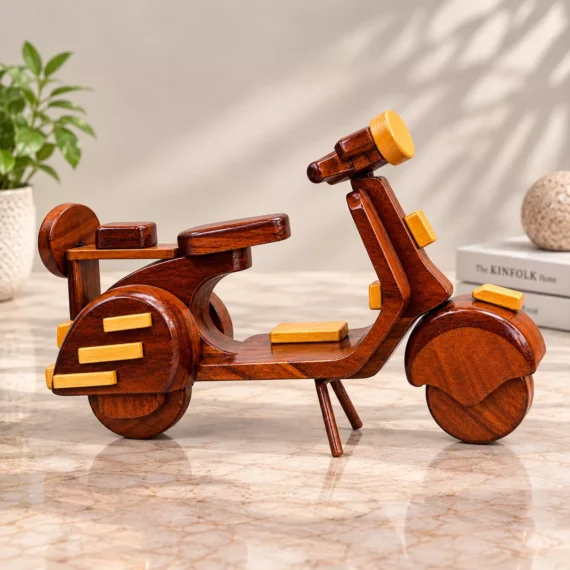 The Wooden Roadster – Handcrafted Vintage Motorcycle Sculpture